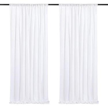 Imagem de ZiDeTang Cortina de pano de fundo de lantejoulas brancas de poliéster de 6 m x 2,4 m, cortinas transparentes para fotos, cortinas transparentes para casamento, festa de aniversário, Natal, pacote com