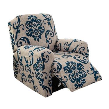 Imagem de KRFOONN Capas para poltronas reclináveis elásticas, estampadas, 4 peças, capas de cadeira de menino preguiçoso, antiderrapante, protetor de móveis, capa de sofá com bolso de armazenamento para sala de