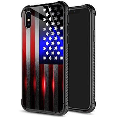 Imagem de Capa para iPhone Xs, Capa para iPhone X Personality Creative Padtern Space Black Hole Astronaut Dunk de vidro temperado traseiro à prova de choque Capa protetora para celular para homens meninos legais, iPhone X/XS, Cut Flag