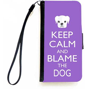 Imagem de Rikki Knight Keep Calm and Blame the Dog - Capa carteira flip cor violeta com aba magnética para Apple iPhone 5c