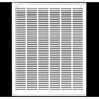 Imagem de Grade de filtro de ar de retorno de aço de 81,2 cm x 91,44 cm para filtro de 2,54 cm - abas de plástico fáceis para rosto/porta removíveis - cobertura de duto HVAC - face plana estampada - branco [dimensões externas: 83,75 W X 37,75 h]