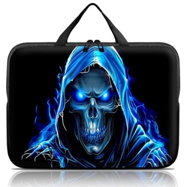 Imagem de Bolsa para laptop 14 15 15,4 15,4 15,6 polegadas, bolsa para notebook, capa macia compatível com Dell, Lenovo, Toshiba HP, notebook Asus - caveira azul
