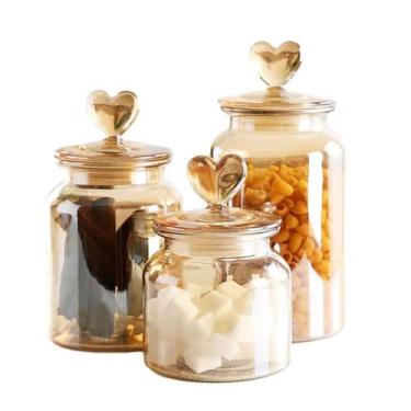 Imagem de Jogo Pote Vidro Âmbar Decor Afeto Coração 3 Unidades - Tuut - Yangzi