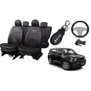 Imagem de Kit Premium Jeep Renegade: Capa de Couro e Volante Personalizado (2020