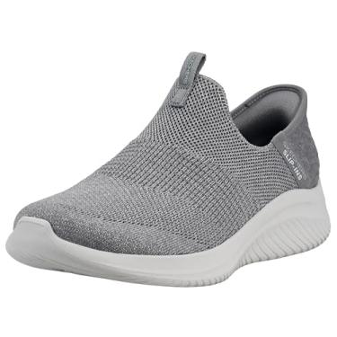 Imagem de Skechers Tênis feminino Hands Free Slip Ins Ultra Flex 3.0 Smooth Step, Cinza claro, 9 Wide