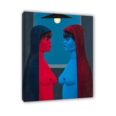 Imagem de Felix Labisse Impressões em tela e pôster-Famous Painting Arte de parede abstrata 'The Invention of Electricity' Reproduções em tela - Imagens emolduradas de madeira e prontas para pendurar para