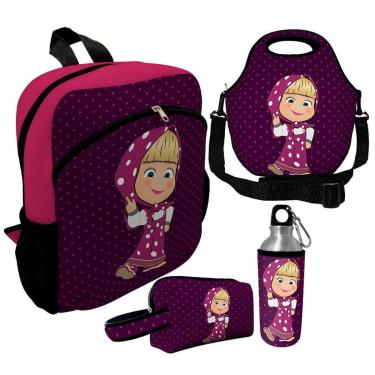 Imagem de Kit Escolar Infantil Mochila de Costas + Lancheira Térmica + Necessaire Plus + Squeeze de Alumínio-Unissex