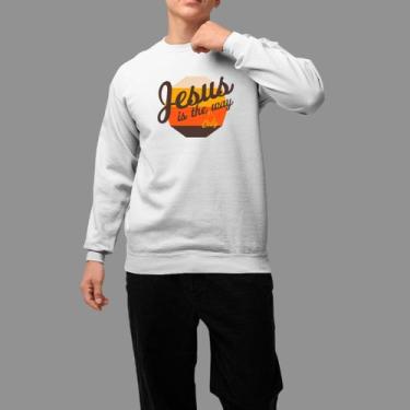 Imagem de Moletom Gola Careca Basico Masculino Casual Confortável Inverno Blusa 