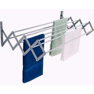 Imagem de Varal Sanfonado Parede Alumínio 50cm Retrátil Apartamento - ORDEZ