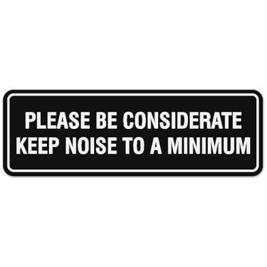 Imagem de Signs ByLITA Padrão Please Be Considerate Keep Noise to a Minimum Sign - Fácil Instalação | Placa de parede ou porta durável (preto) - Pequena