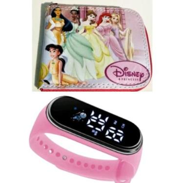 Imagem de Carteira infantil princesas e relógio digital ou com cronometro menina