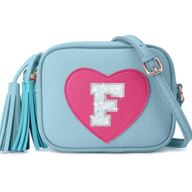 Imagem de OYLOLA Presentes de aniversário para meninas, meninas, presentes de Páscoa para crianças, crianças, meninas, presentes, bolsa transversal, bolsa de coração, Azul, F