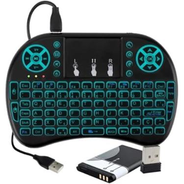 Imagem de Mini Teclado Wireless Keyboard com Touchpad USB Android Console e TV, Controle Sem Fio Iluminado com Luz LED, Compacto e Recarregável.