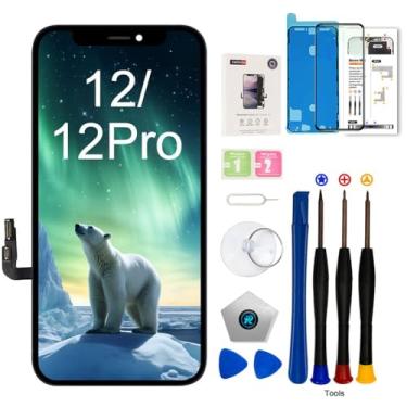 Imagem de EFAITHFIX Tela de substituição para iPhone 12/12 PRO de 6,1 polegadas, tela LCD sensível ao toque 3D, montagem de moldura digitalizadora Full HD para 12/12 Pro com ferramentas de reparo, protetor de