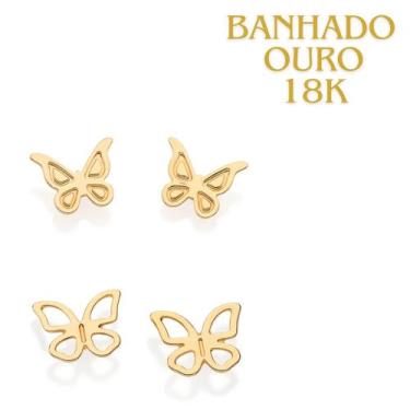 Imagem de Rommanel 527367 Kit Brincos Borboletas Para Primeiro Segundo Furo Banh