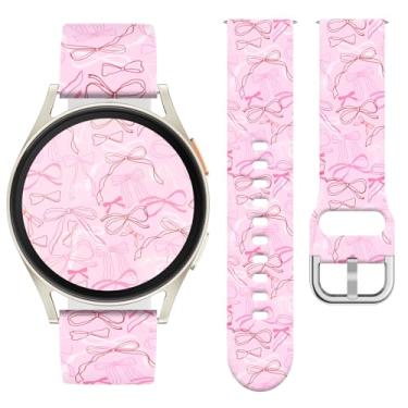 Imagem de Watbro Pulseira de relógio Bowknot compatível com Samsung Galaxy Watch 7/FE/6/5/4 com pingentes, pulseira esportiva de silicone macio de 20 mm para relógio inteligente Vivoactive 5/Vivoactive 3