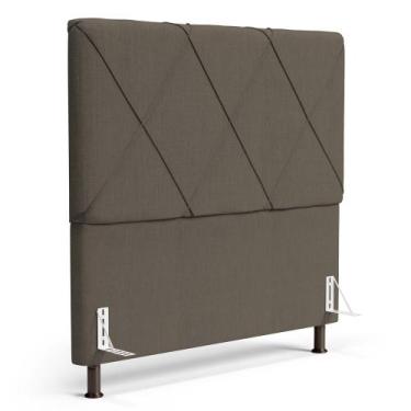 Imagem de Cabeceira Cama Box Casal Queen Size Mel 160cm com Frame Linho Marrom -