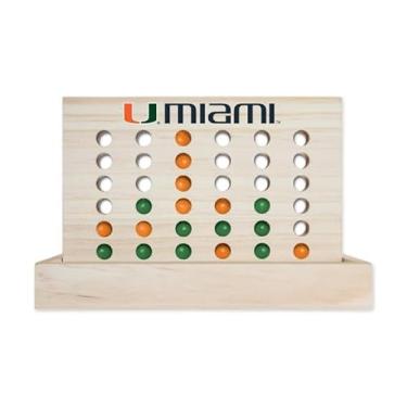 Imagem de Rico Industries NCAA Mini Travel Team 4 in A Row Mini Game- Wooden, Team Colors, 5.5" x 8" (Miami)