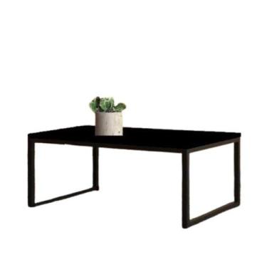 Imagem de Mesa Centro Sala pés de ferro industrial 80x40 Tampo MDF Preto Carmin 