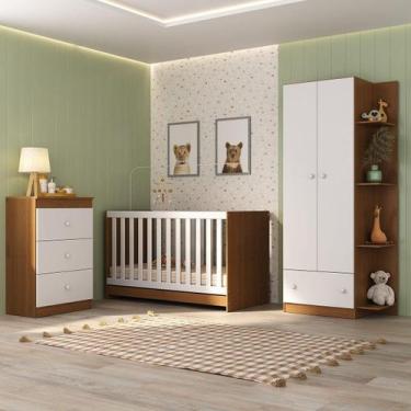 Imagem de Quarto Infantil Completo Doce de Leite Multimóveis MP4237, Madeirado/B