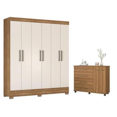 Imagem de Conjunto Quarto Guarda Roupa e Comoda Virgina Amendola Off-White - Cas