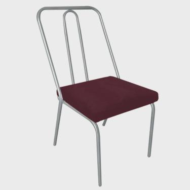 Imagem de Cadeira de Jantar Drika Office Escritório Recepção Ferro Cinza Suede Bordô - Ahz Móveis