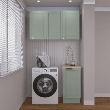 Imagem de Lavanderia Modulada 2 Peças 1 Armário Aéreo 3 Portas 1 Balcão Cabecasa Madeiramadeira