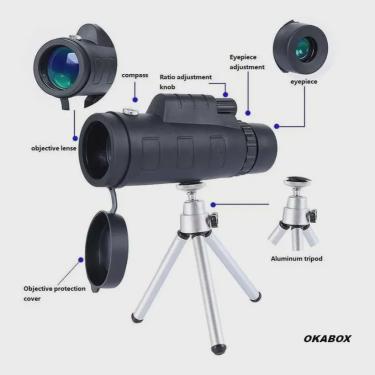 Imagem de Monóculo binóculos telescópio monocular suporte celular - 40X60 Luneta 1000 Metros