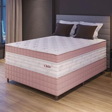 Imagem de Conjunto Colchão Duplo Molejo e Base Box Casal 78x138x188cm Chile Yescasa Rose