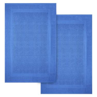 Imagem de Infinitee Xclusives Toalhas de banho brancas premium para banheiro, conjunto de 4 (68 x 137 cm), toalhas de banheiro 100% algodão macio fiado em anel (azul loquente, tapetes de banho de toalha)