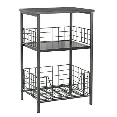 Imagem de Mesa, mesa lateral pequena retrô industrial para pequenos espaços sala de estar, quarto, cozinha e escritório, estrutura de metal estável, preta