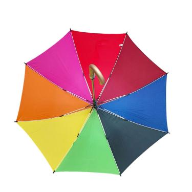 Imagem de Guarda Chuva Arco Íris Colorido Fibra Portaria Automático Cabo Curvo Grande Reforçado
