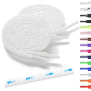 Imagem de Neo-wows 2 pares de cadarços elásticos sem amarração para tênis, duráveis, cadarços para sapatos de cano alto e botas, crianças e adultos, Branco, 63"(160cm)