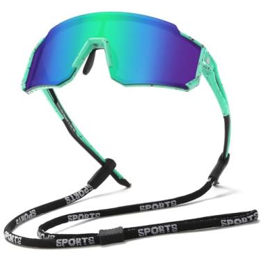 Imagem de DUCO Óculos de sol polarizados para crianças jovens esportes ciclismo armação leve UV400 óculos de sol infantil meninos meninas beisebol DK310, Armação verde, vermelho, azul, pontilhado, preto, lente