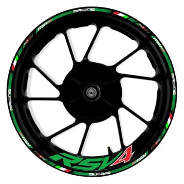 Imagem de Awonderful Kit de listras refletivas para motocicleta, adesivos de aro de roda de vinil compatíveis com Aprilia RSV4 1000 2009-2019 (verde)