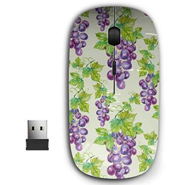 Imagem de Mouse sem fio USB ergonômico 2,4G ergonômico para PC, laptop, computador, notebook com nano receptor (folhas de uva)