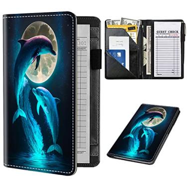 Imagem de Livro de servidor para garçonete, organizador de livros de garçonete de couro com bolso com zíper para garçom, carteira de servidor, avental de servidor e livros de verificação de convidados para