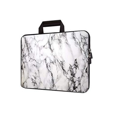 Imagem de Bolsa de transporte para laptop de neoprene de 15 polegadas, capa para notebooks, Ultrabooks, capa de viagem com alça de zíper, bolsa para transporte de 14 15 15 polegadas Netbook/Laptop (mármore branco)