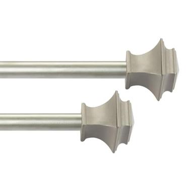 Imagem de Deco Window Pacote com 2 varões de cortina ajustáveis de 71 a 122 cm extensível de 71 a 122 cm para janelas com acabamento quadrado e conjunto de suporte (níquel, 16 mm de diâmetro)