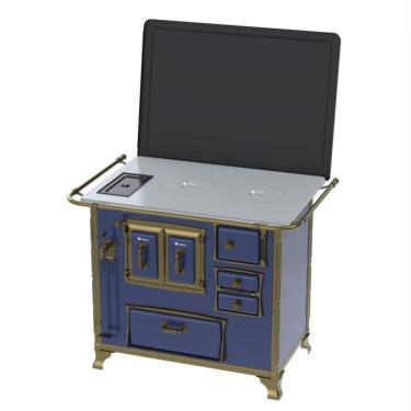 Imagem de Fogao a Lenha N 2 Renaissance Chapa de Aluminio Azul Cald