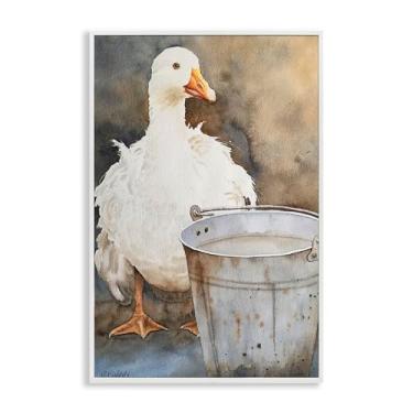 Imagem de Stupell Industries Arte giclée emoldurada branca Duck & Country, design de Stephanie Fielden, 20 x 30