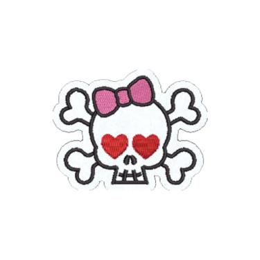 Imagem de EMJ002-068A Caveira Apaixonado Patch Bordado 6,2×5,5cm (D-Arquivo Matriz para bordar)