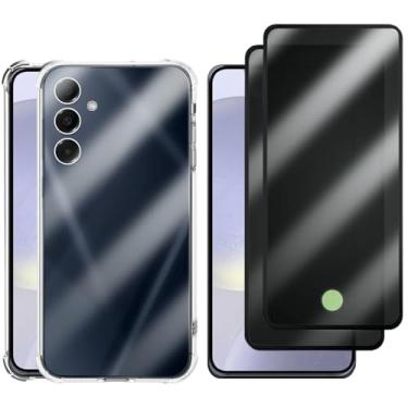 Imagem de Kit Capa + 2 Películas de Privacidade 3D para Samsung Galaxy S24 5G | Anti-Impacto | Transparente | Capinha Transparente + Película Anti Espião Para Samsung Galaxy S24