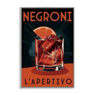 Imagem de Stupell Industries Arte giclée emoldurada vintage Midcentury Negroni Drink Gray, design por Andreas Magnusson, 20 x 30