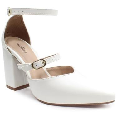 Imagem de Scarpin Modarpe Salto Grosso Médio Confortável S15 (Branco, BR, Adulto, Numérico, 39)