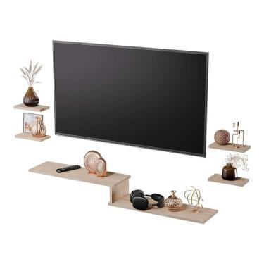 Imagem de Rack TV Suspenso para Quarto Sala Carvalho 115cm