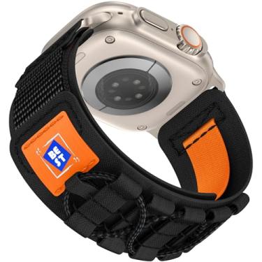 Imagem de Anlinser Pulseiras compatíveis com Apple Watch Ultra 2/Apple Watch Ultra de 49 mm, 45 mm, 44 mm e 42 mm para homens e mulheres, pulseira esportiva de nylon resistente projetada para Apple Watch séries