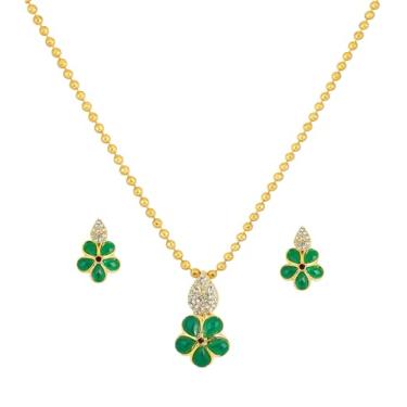 Imagem de Touchstone Conjunto de pingente indiano Bollywood tradicional exótico meenakari esmaltado lindo designer de joias para mulheres em tom de ouro antigo