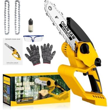 Imagem de Mini motosserra sem fio para Dewalt 20 V MAX alimentada por bateria (sem bateria), motosserra elétrica de 20 cm sem fio, portátil, pequena e recarregável, motosserra de poda para árvore cortada em