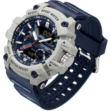 Imagem de findtime Relógios de pulso masculinos táticos militares transparentes para trabalho digital esportivo esportivo à prova d'água fluorescente verde, Azul, Esportivo